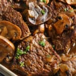 close up of cooked Braised Steak And Mushrooms