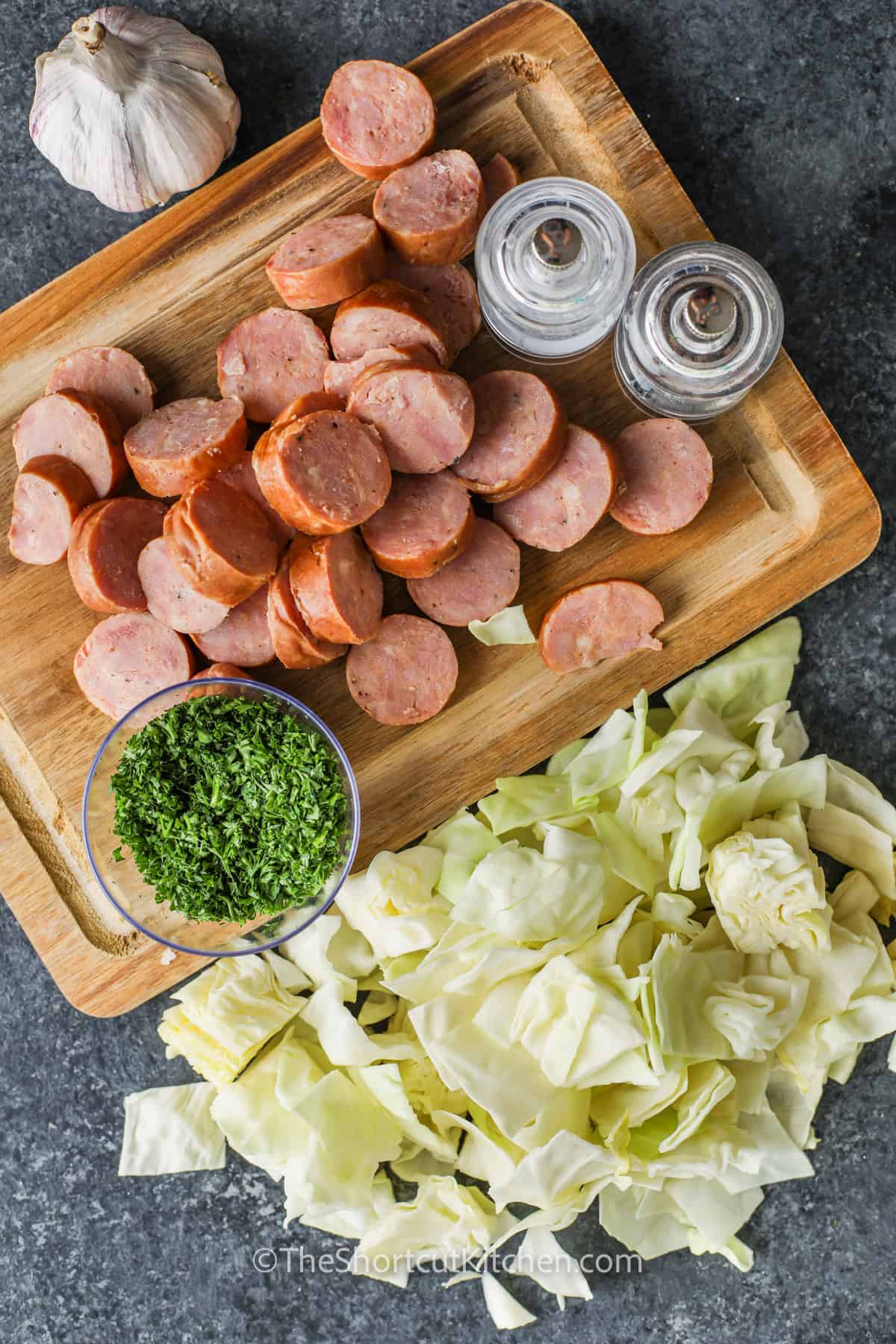 ingredients to make Fried Cabbage and Sausage