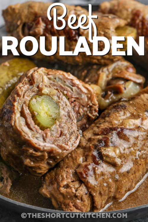 cooked Beef Rouladen with a title