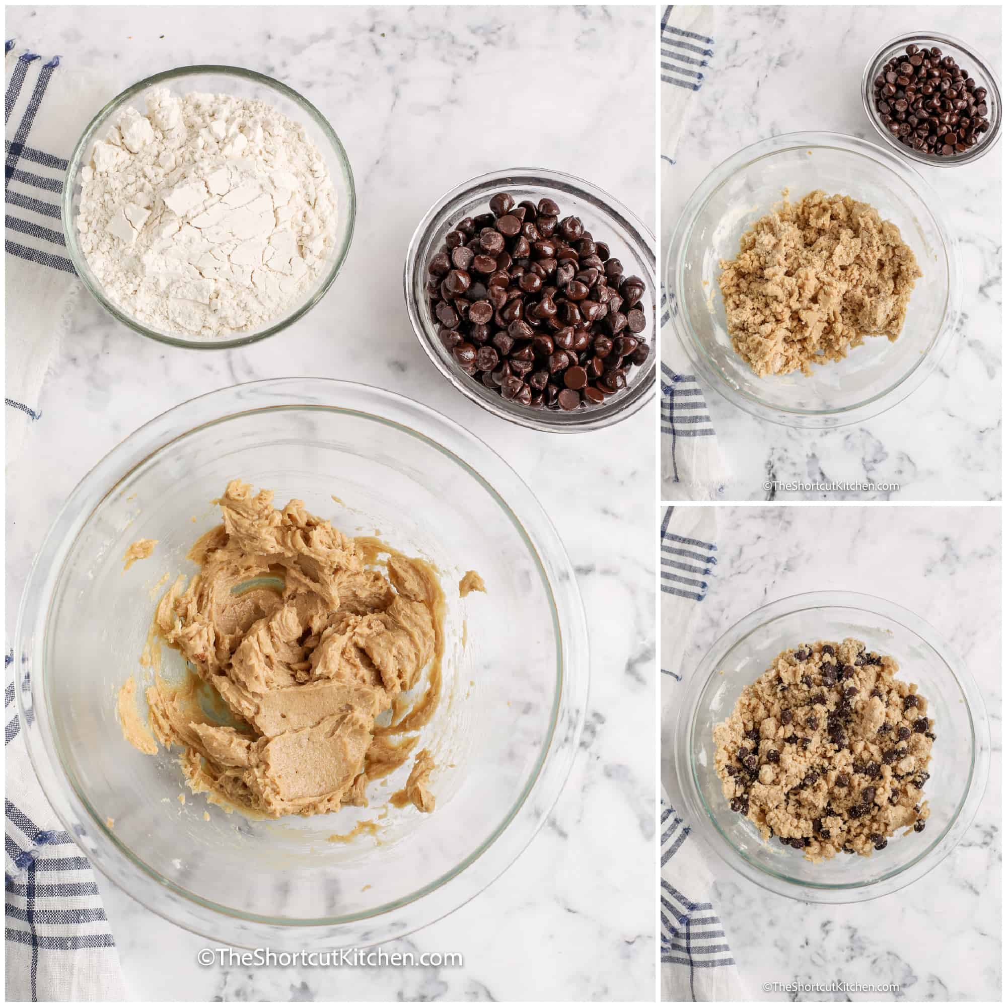 process of mixing chocolate chip cookie dough