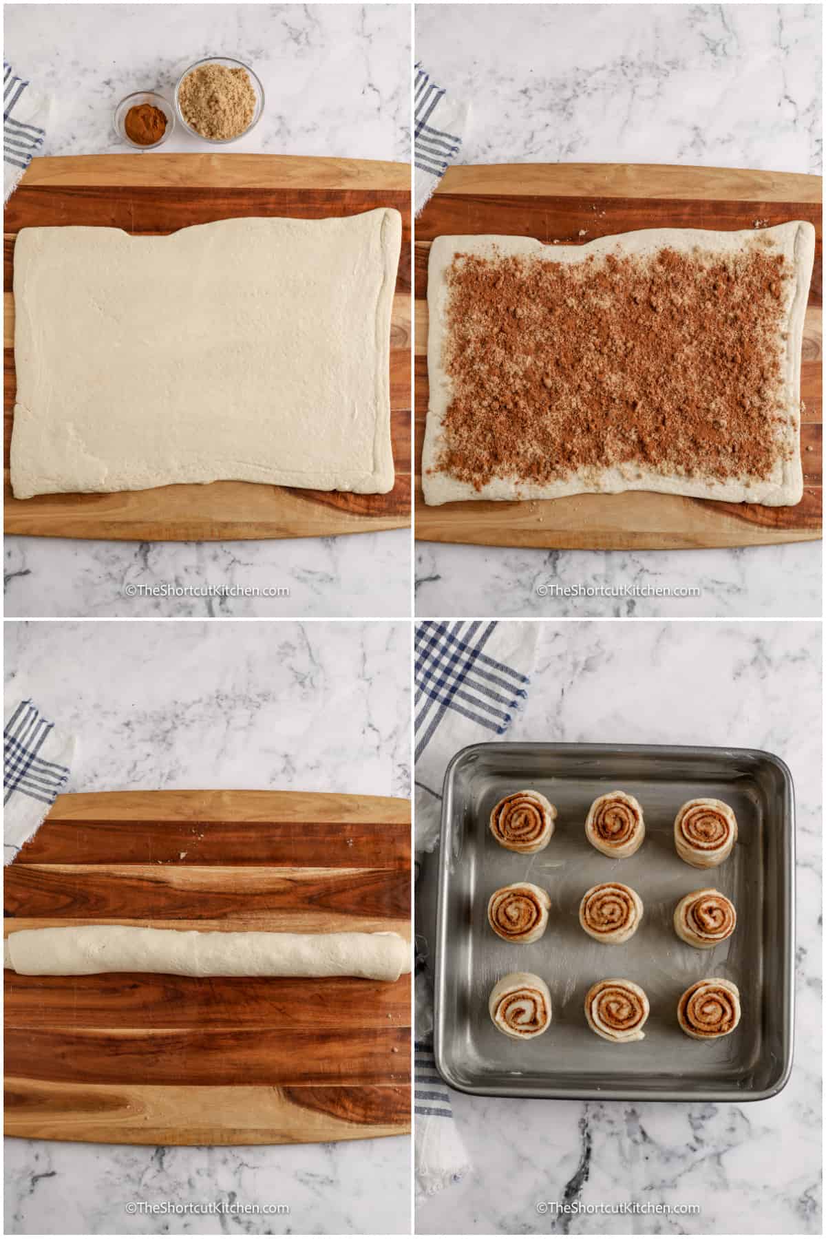 process of adding ingredients together to make Pizza Dough Cinnamon Rolls