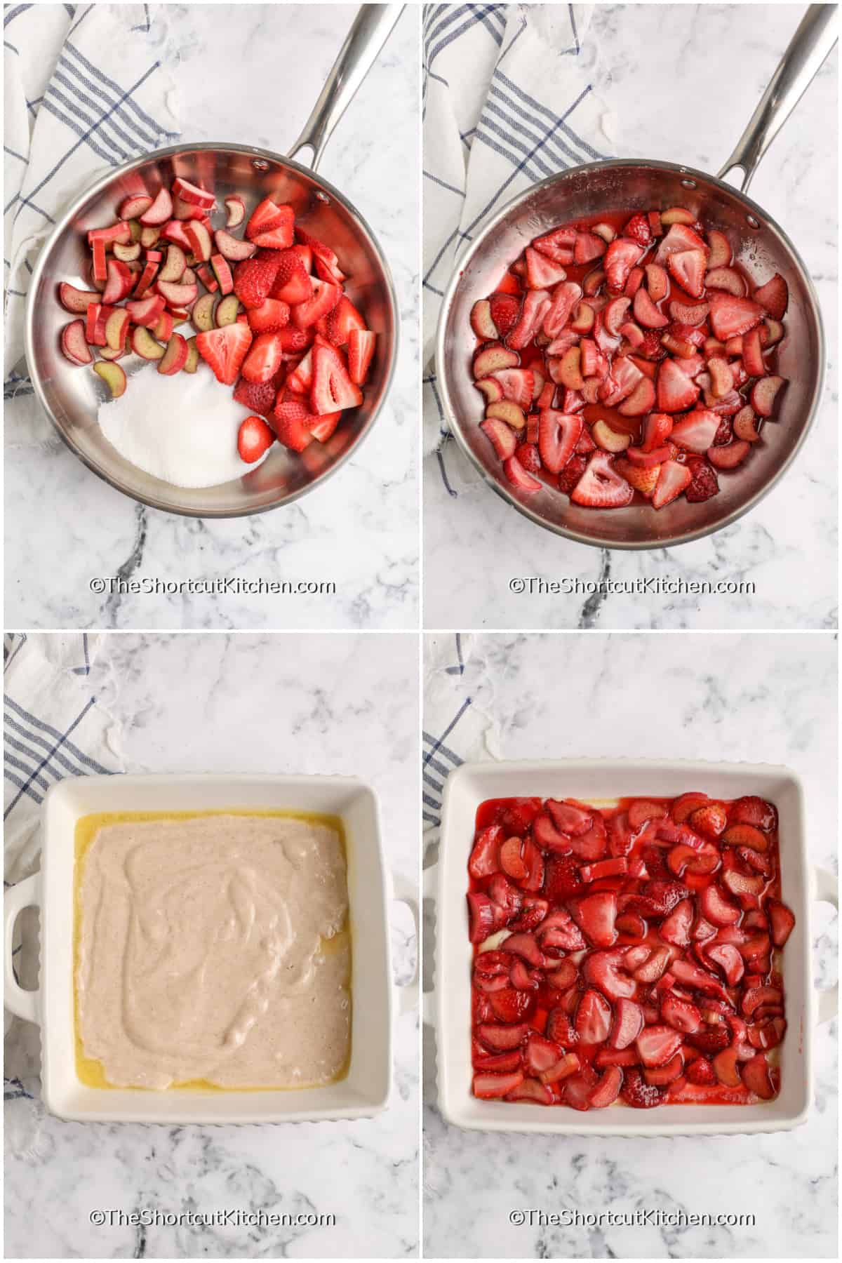 process to make strawberry rhubarb cobbler
