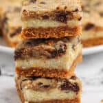 stack of Chocolate Chip Cheesecake Bars