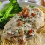 plated Crock Pot Chicken Florentine with broccoli