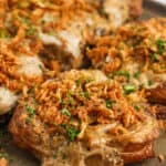 plated French Onion Pork Chops