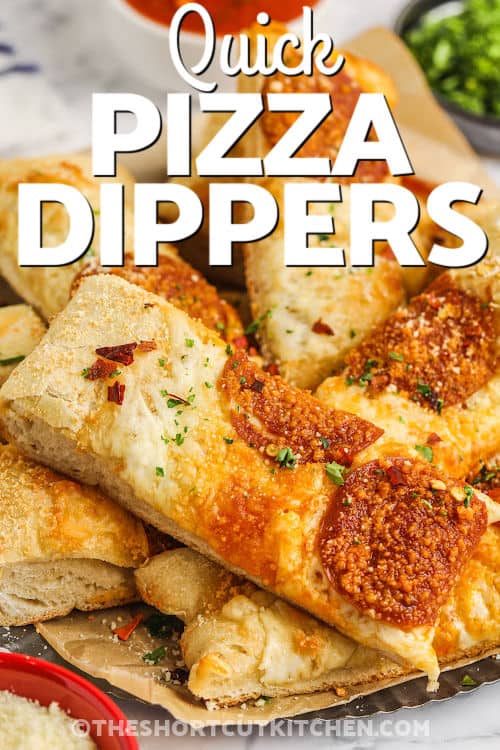 plated Pizza Dippers with writing