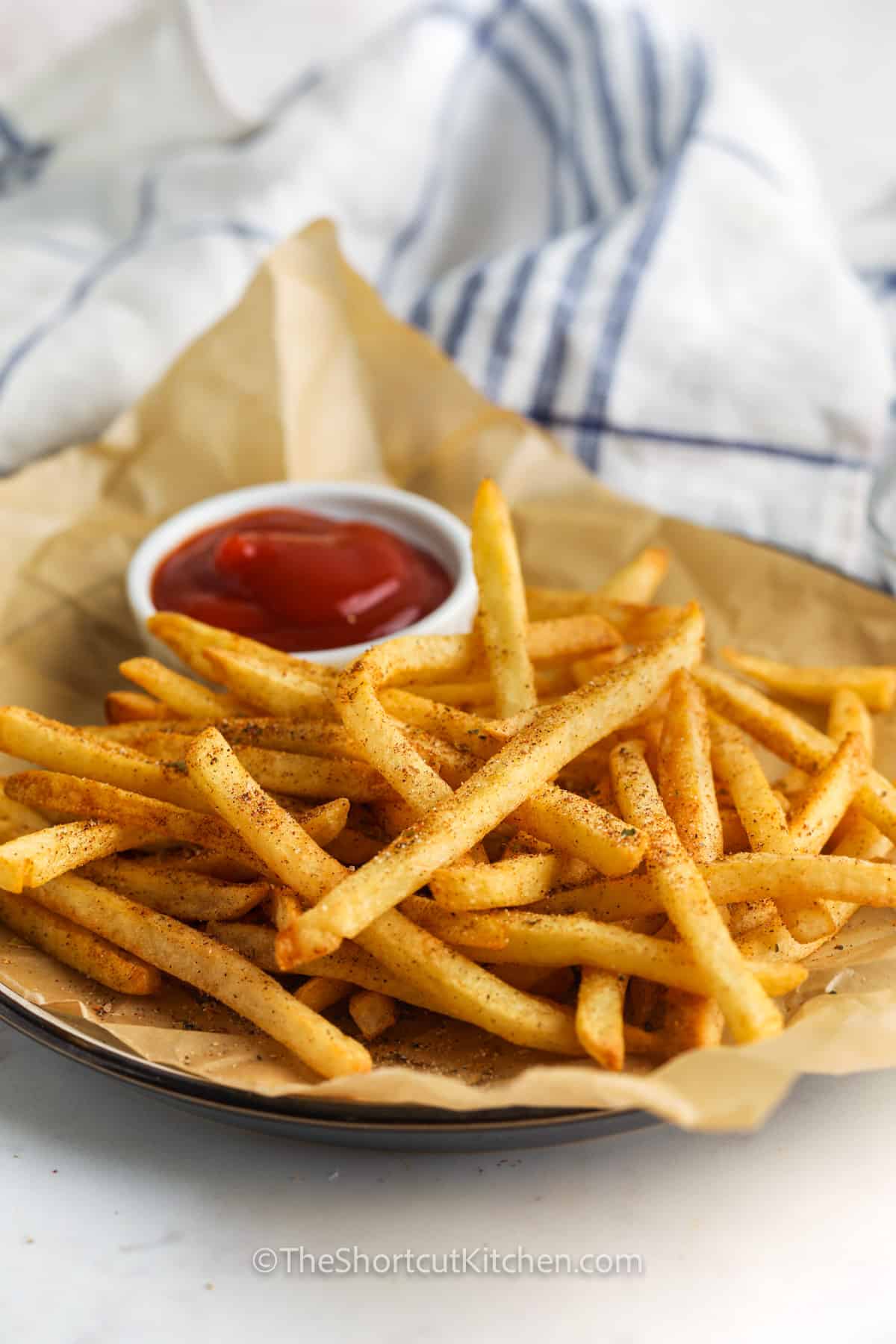 plated Cajun Fries with side of ketchup