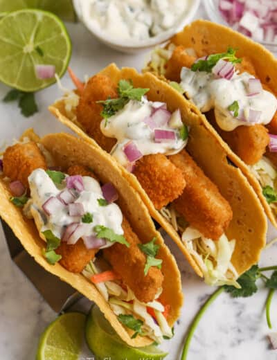plated Fish Stick Tacos