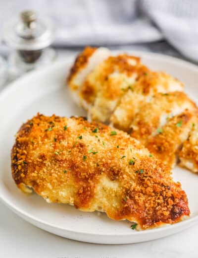 plated Parmesan Crusted Mayonnaise Chicken