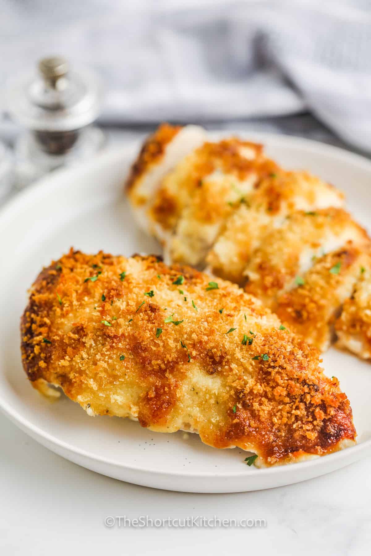 plated Parmesan Crusted Mayonnaise Chicken