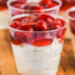 3 Ingredient No Bake Cheesecake Cups with cherry topping