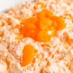 close up of Cottage Cheese Orange Jello Salad