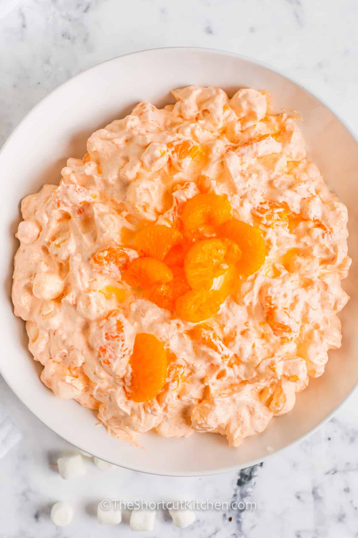 Cottage Cheese Orange Jello Salad in a bowl