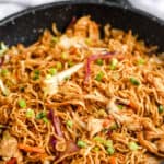 pan of cooked Easy Teriyaki Noodles