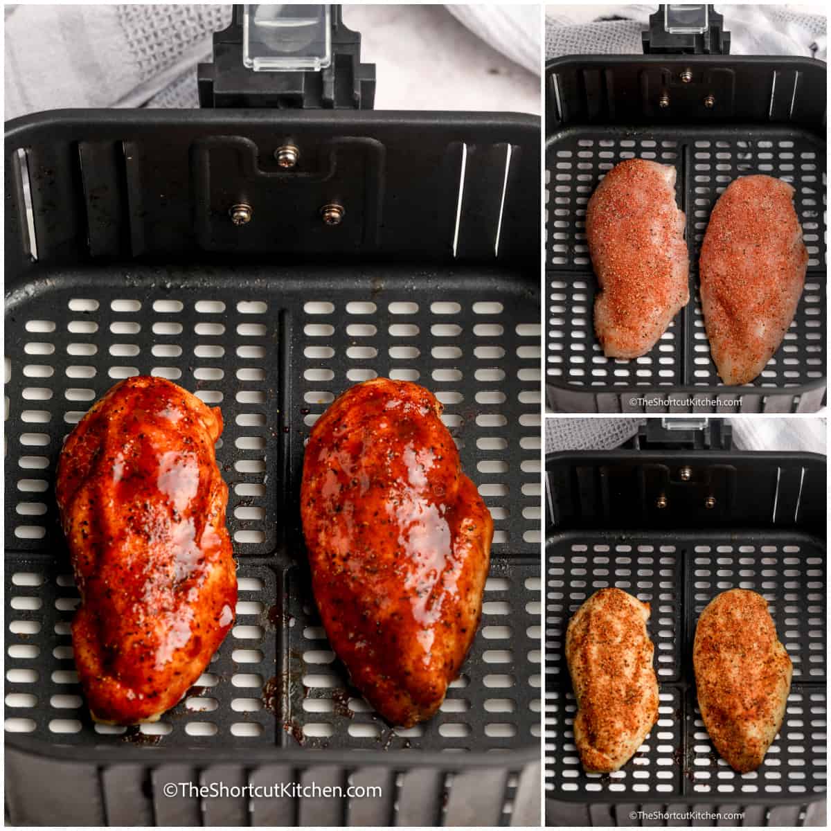 process of cooking air fryer bbq chicken