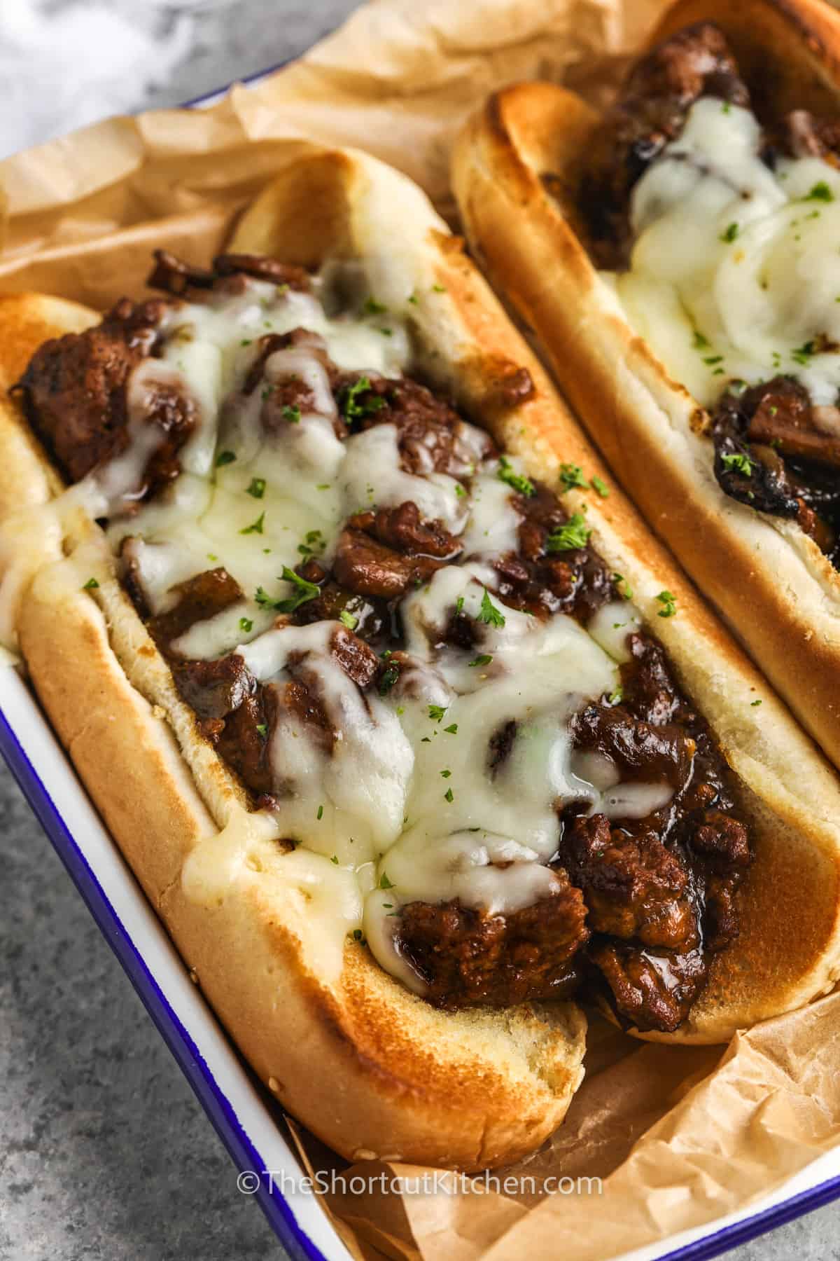 close up of Crock Pot Beef And Gravy in buns