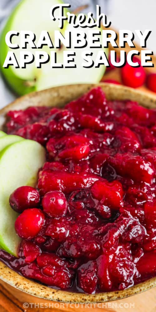 plated Fresh Cranberry Apple Sauce with writing