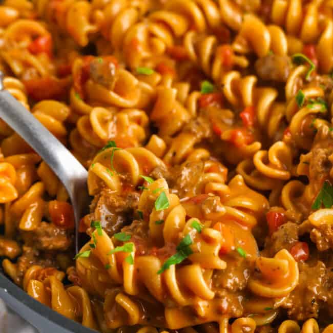 Skillet Pasta With Ground Beef (Cheesy!) - The Shortcut Kitchen