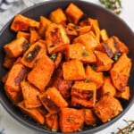 plated Oven Roasted Sweet Potatoes