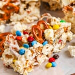 close up of finished Popcorn Bar with Popcorn Bars in the background