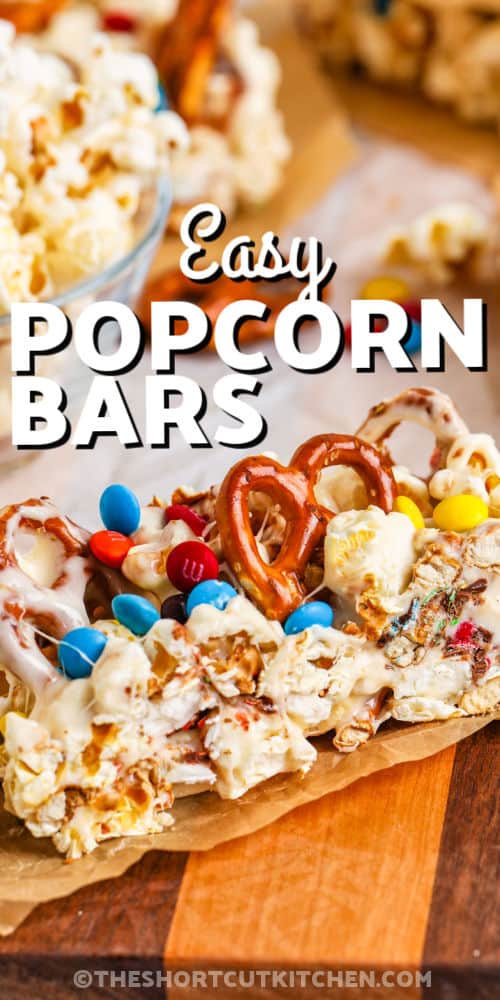 plated Popcorn Bars with a title