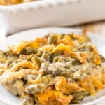 plated Easy Green Bean Casserole