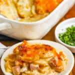 plated Easy Scalloped Potatoes and Ham