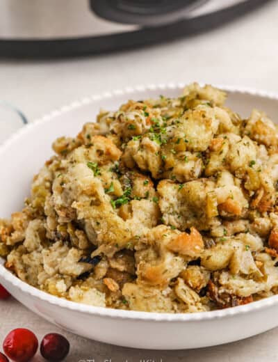 bowl of Easy Slow Cooker Stuffing