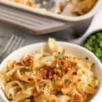 french onion casserole in a bowl