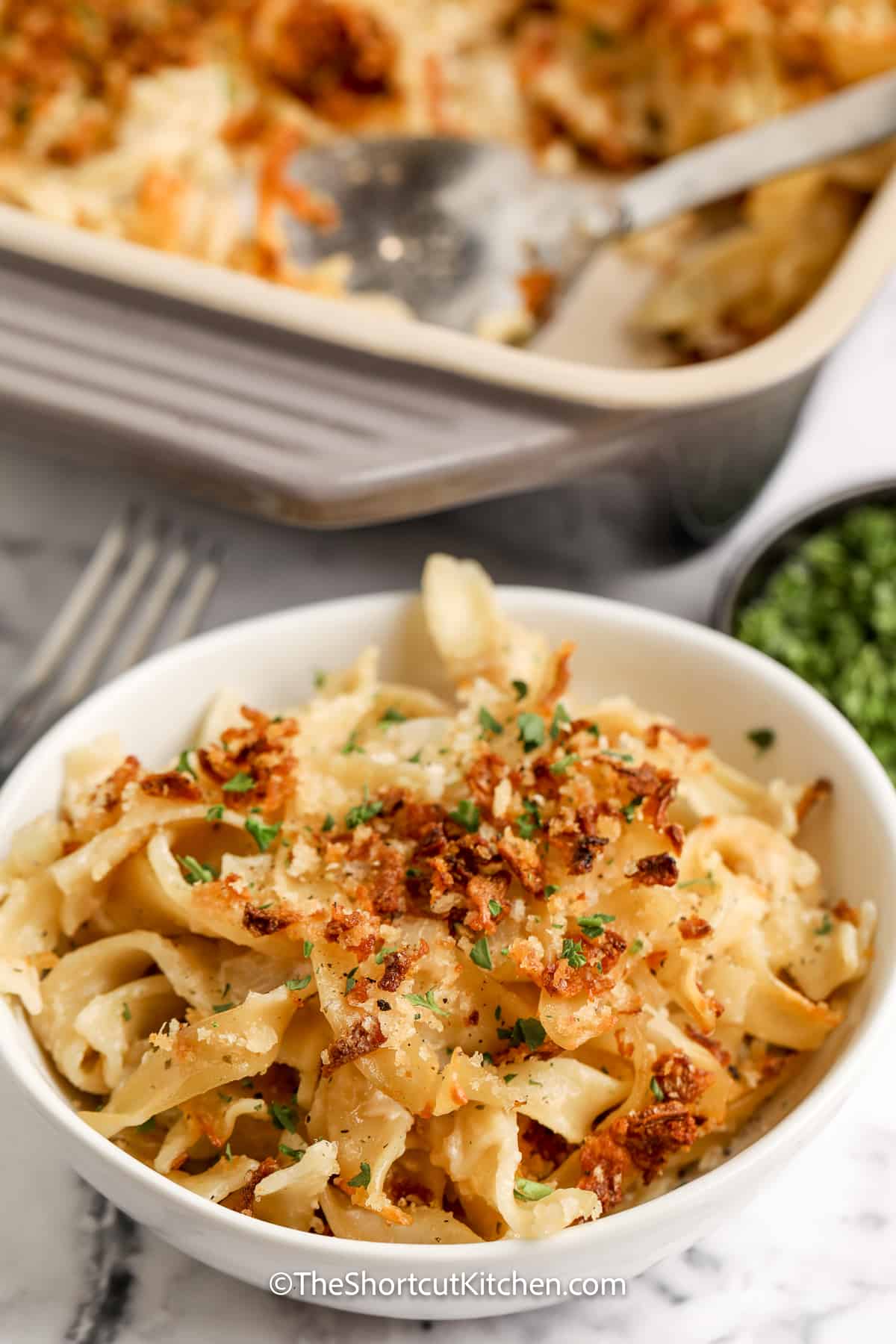 french onion casserole in a bowl