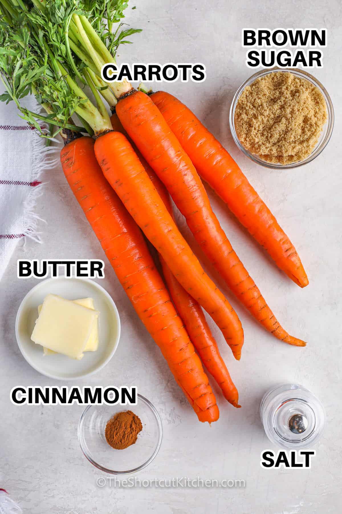 brown sugar , carrots , butter , cinnamon and salt with labels to make Crockpot Carrots