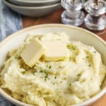 plated Microwave Mashed Potatoes with butter