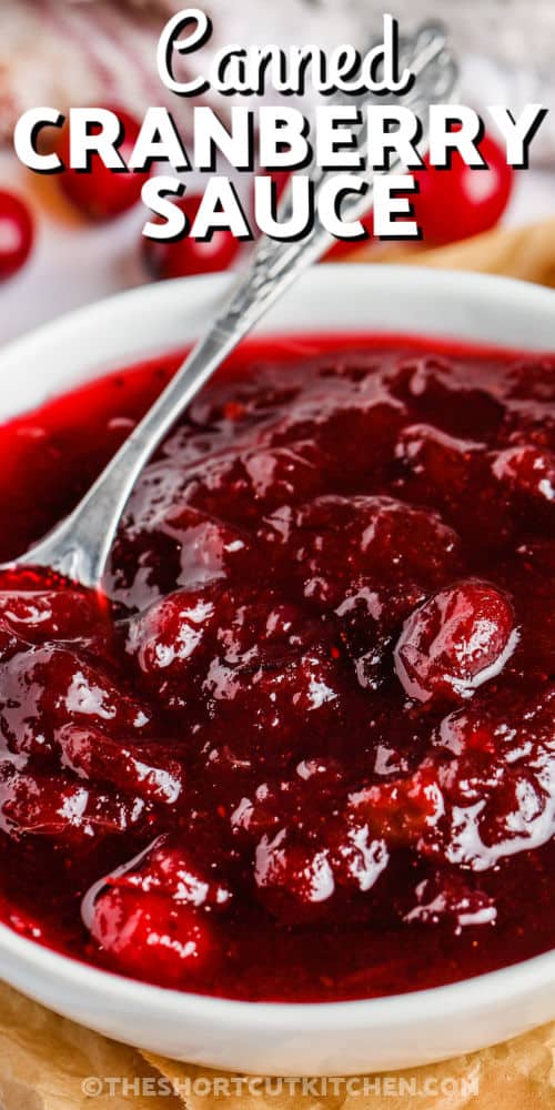 close up of Better Canned Cranberry Sauce with a title