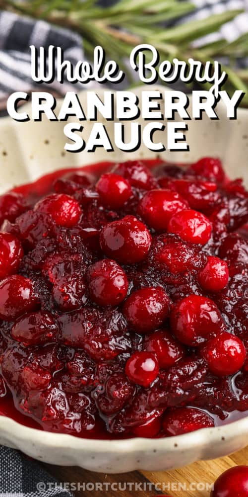 plated Whole Berry Cranberry Sauce with writing