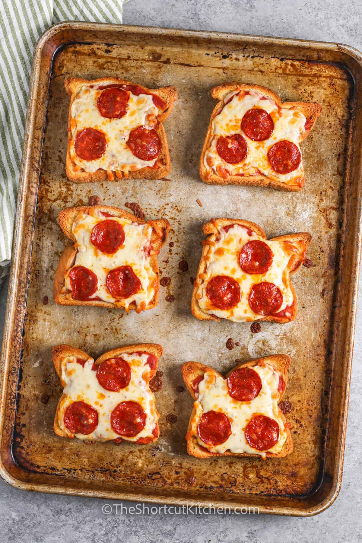 baked Texas Toast Pizza on a sheet pan