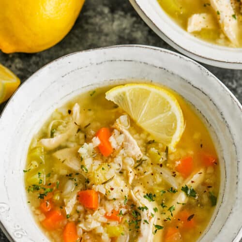 plated Lemon Chicken Rice Soup