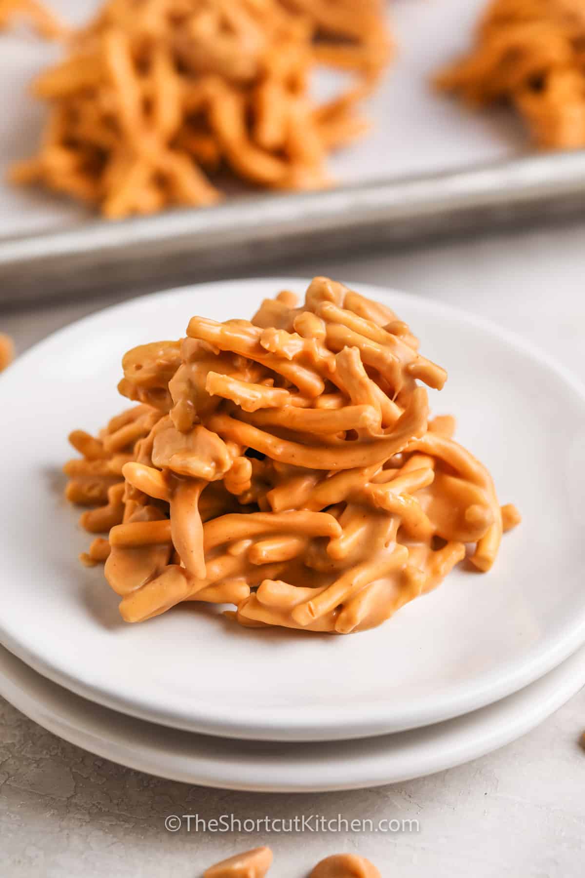 close up of plated Butterscotch Haystacks