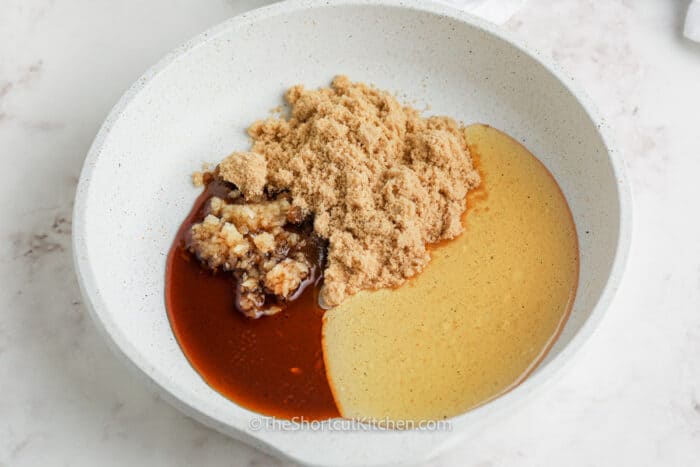 ingredients in a bowl to make Homemade Honey Garlic Sauce