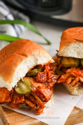 BBQ Bacon Chicken Sliders with pickles