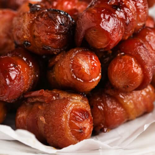 Bacon Wrapped Smokies Recipe cooked on a plate