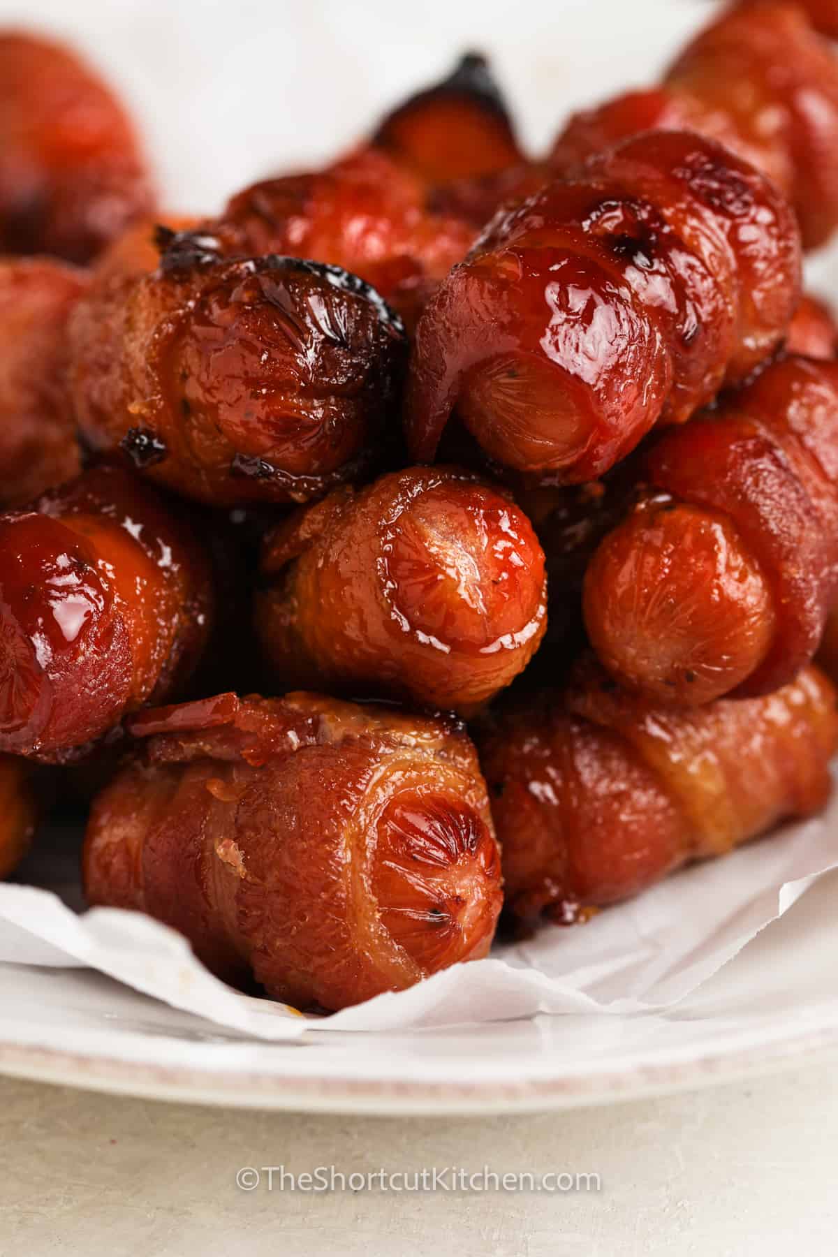 Bacon Wrapped Smokies Recipe cooked on a plate