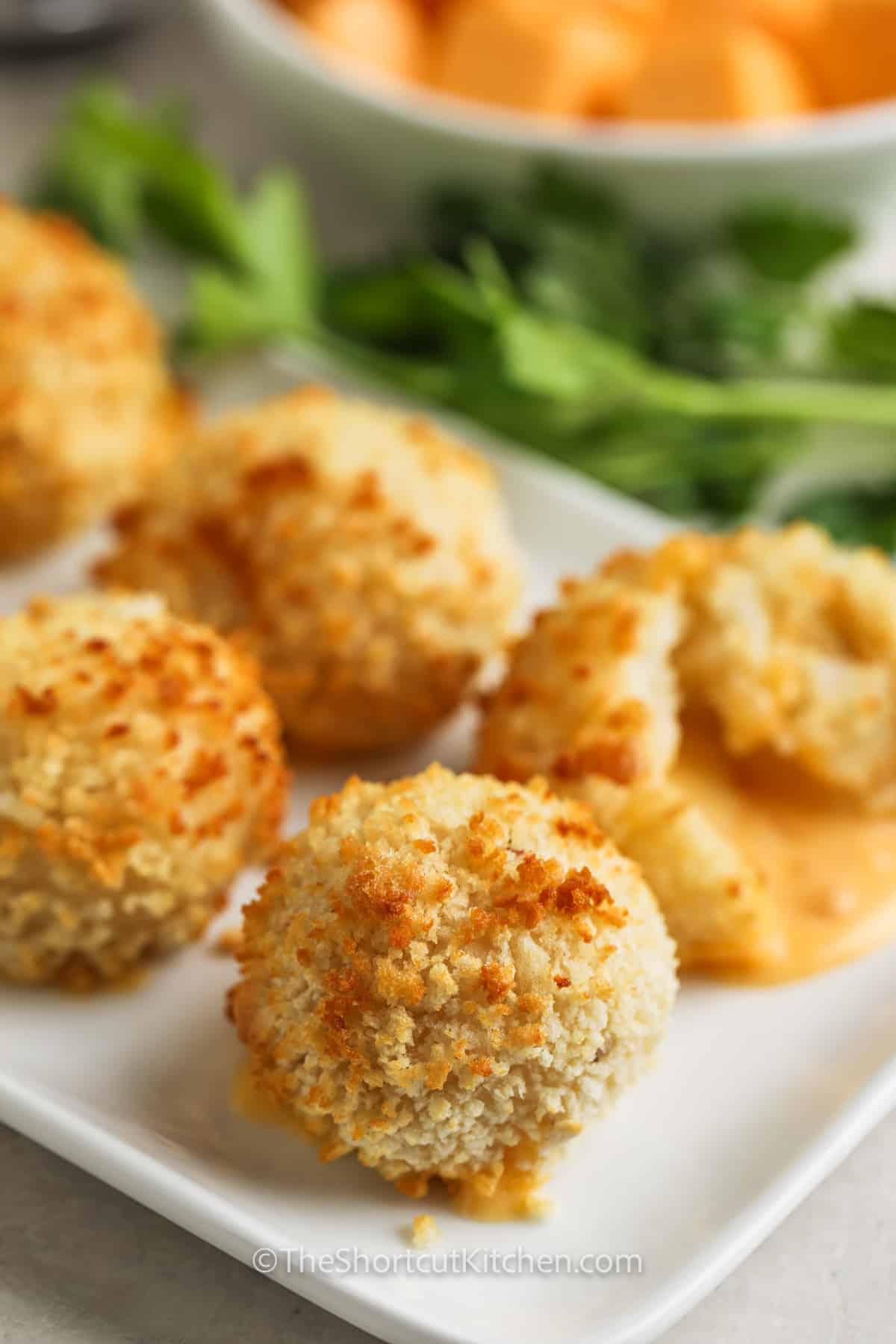 plated Fried Mashed Potato Balls