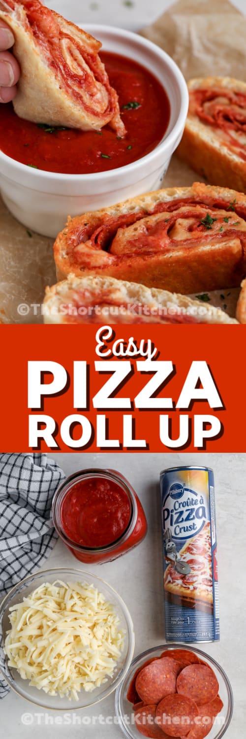 pizza roll up and ingredients with text