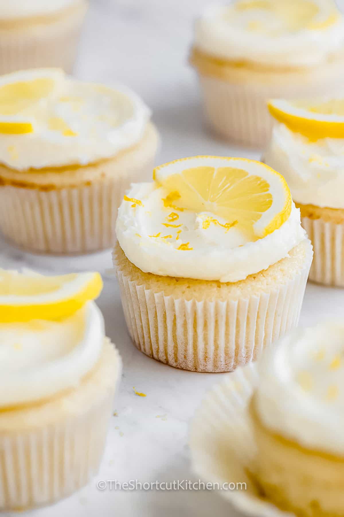 close up of Lemon Cupcakes