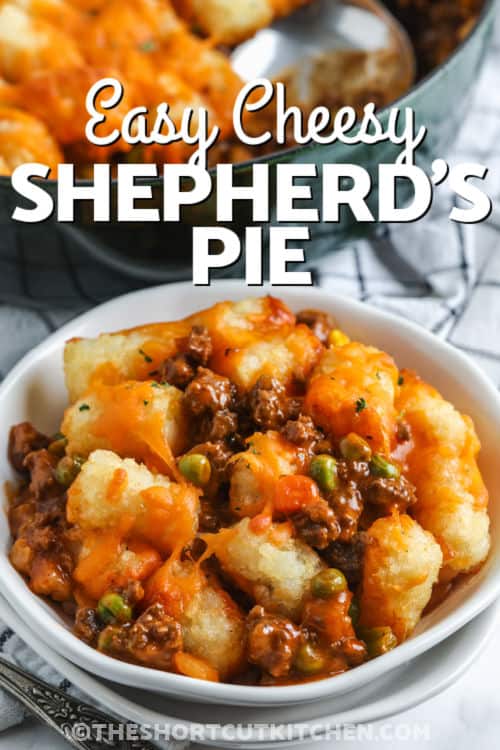 Shortcut Shepherd’s Pie in a bowl with writing