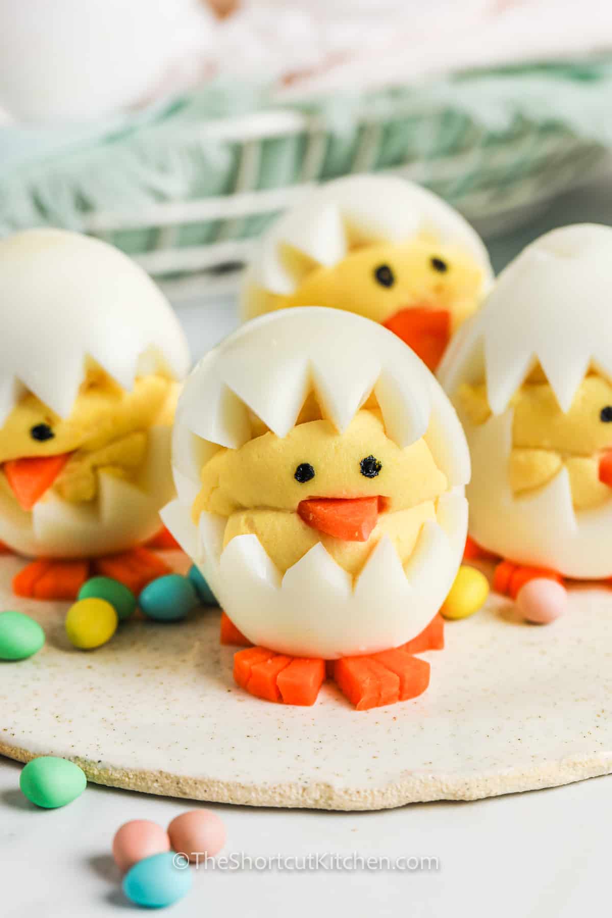 Deviled Egg Chicks with mini eggs around them