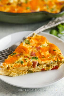 close up of a slice of Easy Egg Frittata Recipe