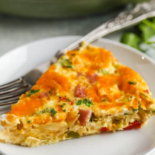 close up of a slice of Easy Egg Frittata Recipe