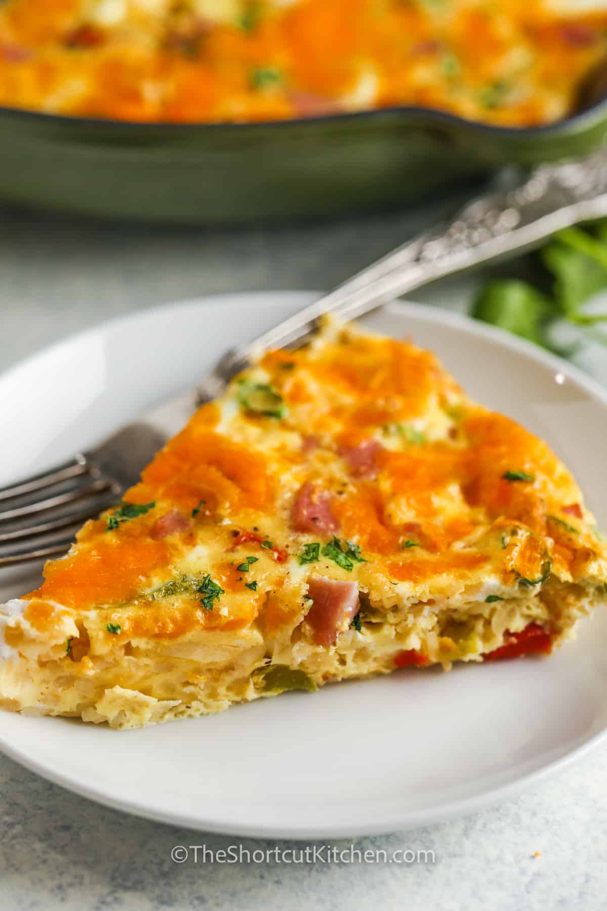 close up of a slice of Easy Egg Frittata Recipe