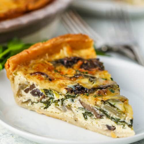 Spinach Quiche Recipe on a plate with forks